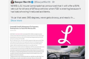 美保险商宣布为特斯拉降保费，马斯克回应：FSD极大提升了安全性