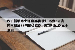 昨日新增本土确诊36例浙江15例/31省区市新增55例确诊病例,浙江新增1例本土病例