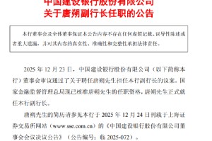 建设银行：唐朔正式就任副行长